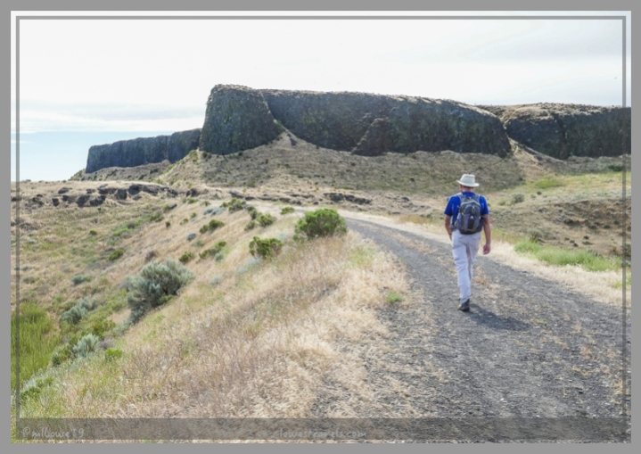The trail ran along high basalt rock